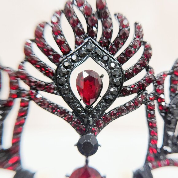 Red Crystal Crown, Peacock Crown, black crown Tiara, Homecoming Prom Headpiece main image 8